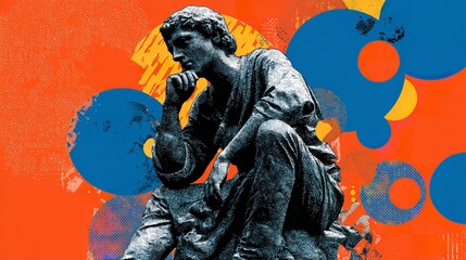 The Thinker by Rodin with Orange Lighting
.
