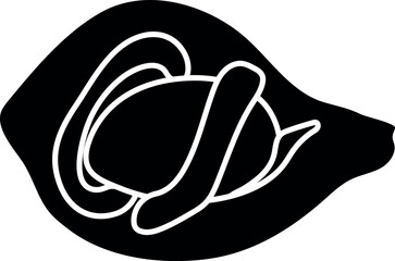 Juvenile earthworm inside a cocoon isolated on white background. Scheme for biology lesson