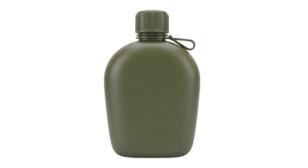 Olive drab water canteen symbolizing preparedness, hydration, and outdoor adventure, ideal for camping, hiking, and survival gear product shots