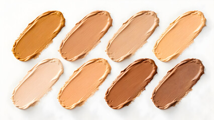 Fototapeta premium Makeup foundation swatches on clean white background