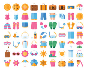 colorful vacation icons for summer design