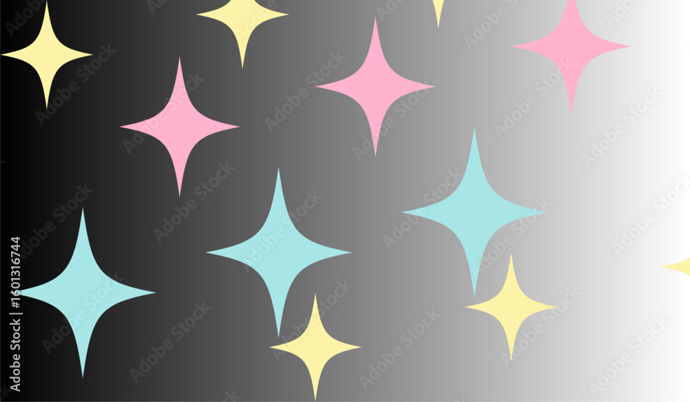 Aufkleber Gradient field with pastel colored star shapes scattered across the surface in a random pattern design