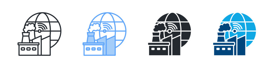Industrial Network Icon Set Multiple Style. Designed In Outline, Blue, Glyph, Dual Tone