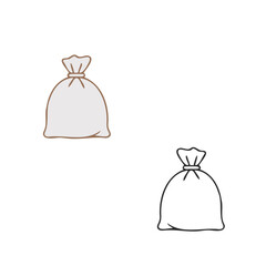 Color and black white outline flat tied garbage bag set isolated