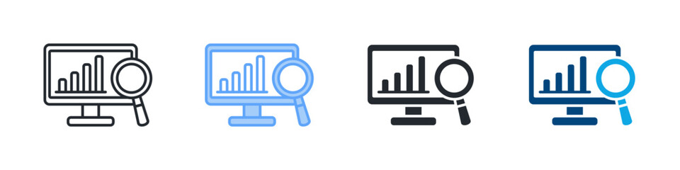 Data Literacy Icon Set Multiple Style. Designed In Outline, Blue, Glyph, Dual Tone