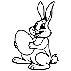 Joyful Cartoon Bunny Holding Large Easter Egg