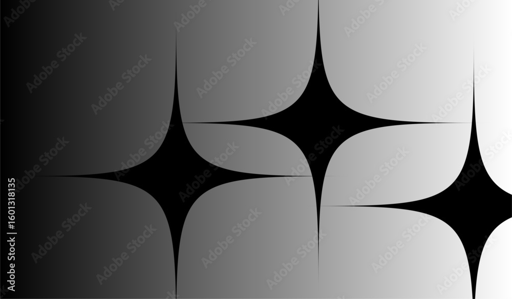 Aufkleber Four pointed shapes on gradient from gray to white with sharp edges and geometric design element effect