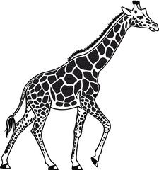 Naklejka premium Giraffe line art vector black silhouette illustration with white background