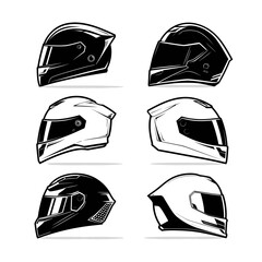 Sleek Motorcycle Helmet Vector Set