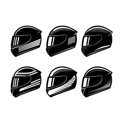 Sleek Motorcycle Helmet Vector Set