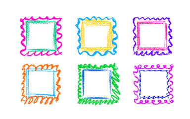 Chalk brush, crayon frame Doodle picture Stamp set