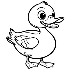 Adorable Cartoon Duckling with Big Eyes and Happy Smile