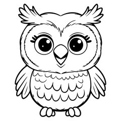 Cute Cartoon Owl Standing Still with Bright Big Eyes