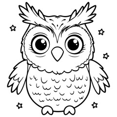 Charming Cartoon Owl with Stars Surrounding Its Head