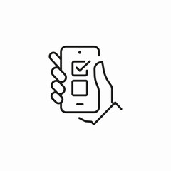 hand holding smartphone icon sign vector