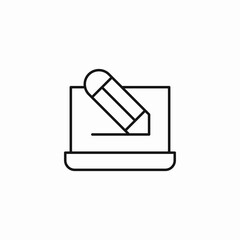laptop pencil editing symbol icon sign vector