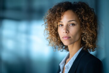 Confident young african female professional in formal wear with curly hair