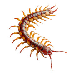 Obraz premium A detailed shot of a centipede showing its segmented body and numerous legs. Its striking colors and intricate features create a captivating image