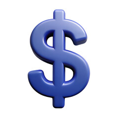 Fototapeta premium Shiny blue dollar sign isolated on transparent background