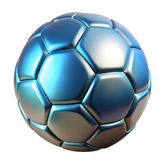 Dynamic metallic soccer ball shimmering with light and energy, a perfect icon for sports, competition, and teamwork, ready for any project