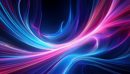 Naklejka premium futuristic digital art of flowing energy blue and pink fractal light trails