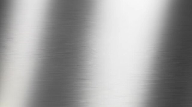 A sleek brushed metal texture with a polished finish and reflective light glare. An abstract silver gradient background for modern design.