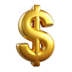 Fototapeta premium Golden dollar sign isolated on transparent background