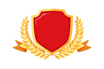 Obraz premium Red and gold shield vector graphic for logo design heraldry and emblem design
