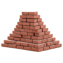 Obraz premium pile of red bricks isolated on transparent background
