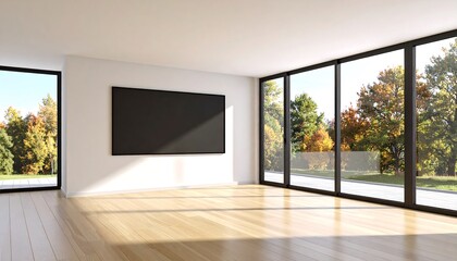 Obraz premium Modern interior design with large windows