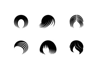 Stylish Wig Logo Haircut Vectors