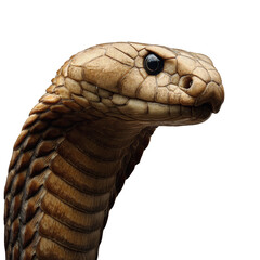 Fototapeta premium A close-up portrait of a snake, showcasing its intricate scales and piercing gaze. The snake is a symbol of power, mystery, and danger