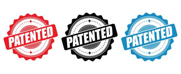 Obraz premium Patented Label Badges – Black Seal Stamp Vector Design for Intellectual Property and Trademark Use