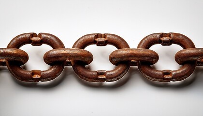 Obraz premium isolated rusty metal chains displayed against a white background showcasing the unique texture and character of rusty metal chains in a clear and striking composition