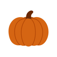 Orange pumpkin with dark brown stem. Autumn harvest and Halloween concept