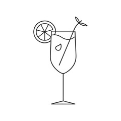 Simple Line Art Illustration of a Refreshing Cocktail