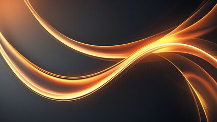 Abstract golden wavy lines on a dark background
