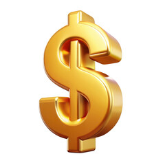 Fototapeta premium Golden dollar sign isolated on transparent background