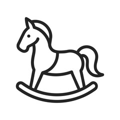 rocking horse line art on white background