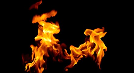 Obraz premium Fire Elements and Overlays – Glowing Flames on Black