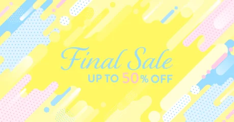 Fotobehang Pop Art ポップでかわいい、メンフィス背景素材 ( フレーム　見出し　タイトル　メンフィス　チラシ　セール )   © onda