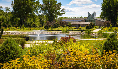Fototapeta premium Scenic fountains at International Peace Garden