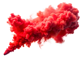   red smoke bomb emitting vivid color isolated on white background PNG, AI GENERATED