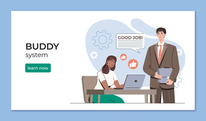 Buddy system teamwork illustration. Vector illustration