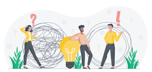 Confusion to clarity teamwork concept. Vector illustration