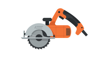 Fototapeta premium Flat design circular saw tool with orange handle on white background