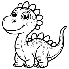Adorable Cartoon Dinosaur Smiling with Spikes and Spots for Coloring Fun