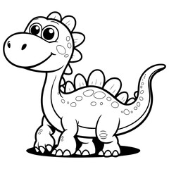 Cute and Friendly Cartoon Dinosaur Drawing for Coloring Activities