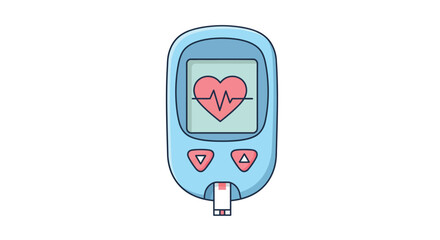 Fototapeta premium Modern blood sugar monitor with heart symbol for health tracking in flat design