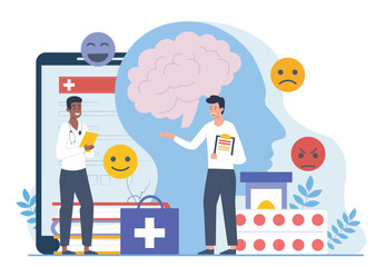 Mental health consultation concept. Vector illustration